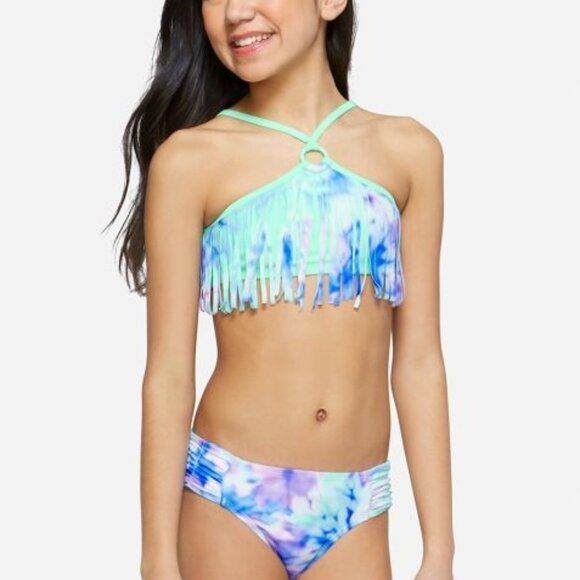 Multi Color 2 Pcs Justice Bikini Swimsuit Size 14 - Picture 1 of 11